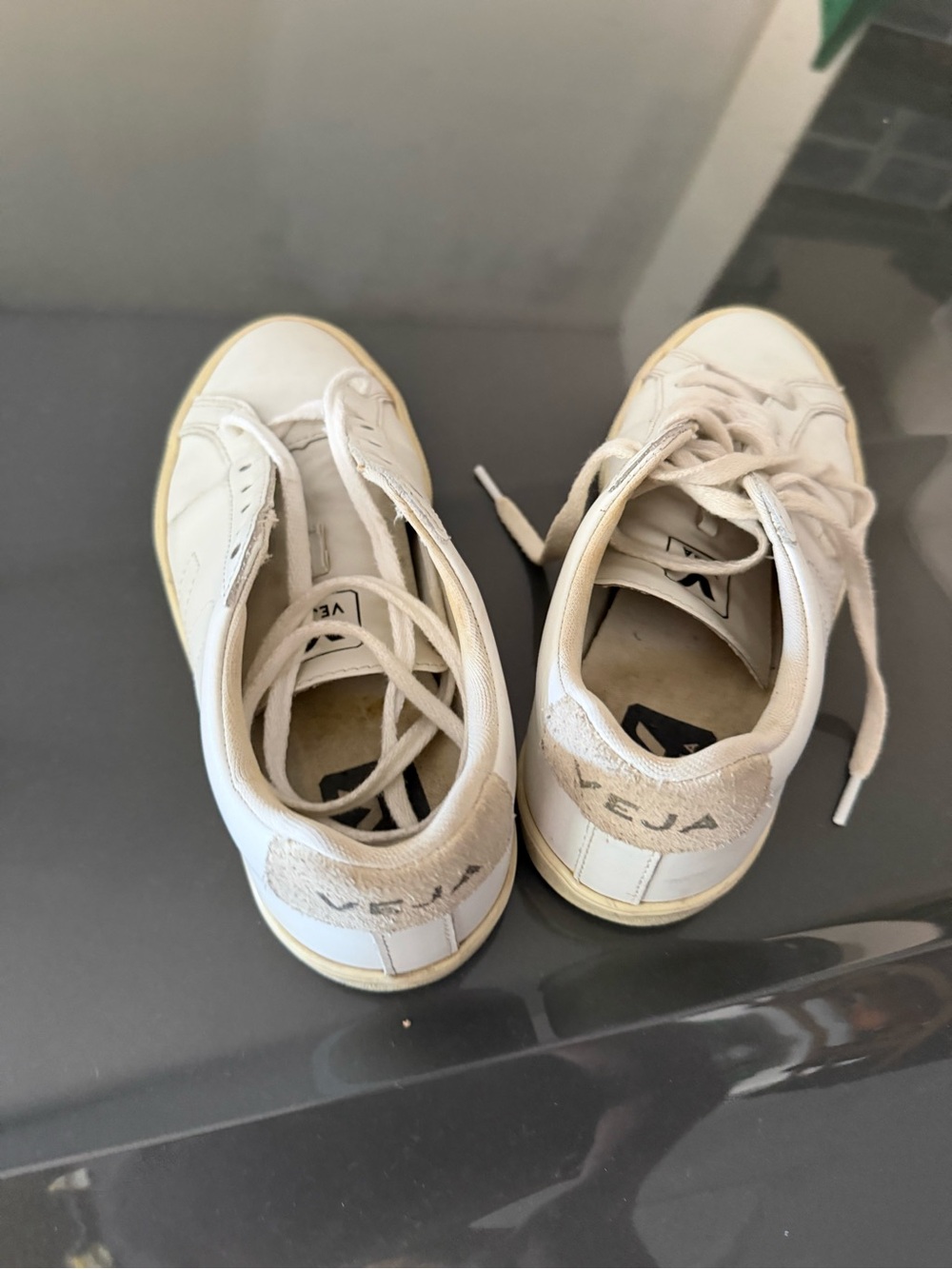 Veja White Leather Low-Top Sneakers with Cream Accents